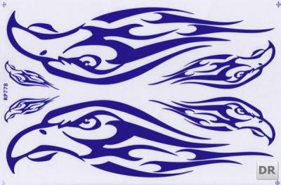 Adler Kopf Flammen Feuer blau Aufkleber Sticker Motorrad Roller Skateboard Auto Tuning Modellbau selbstklebend 263