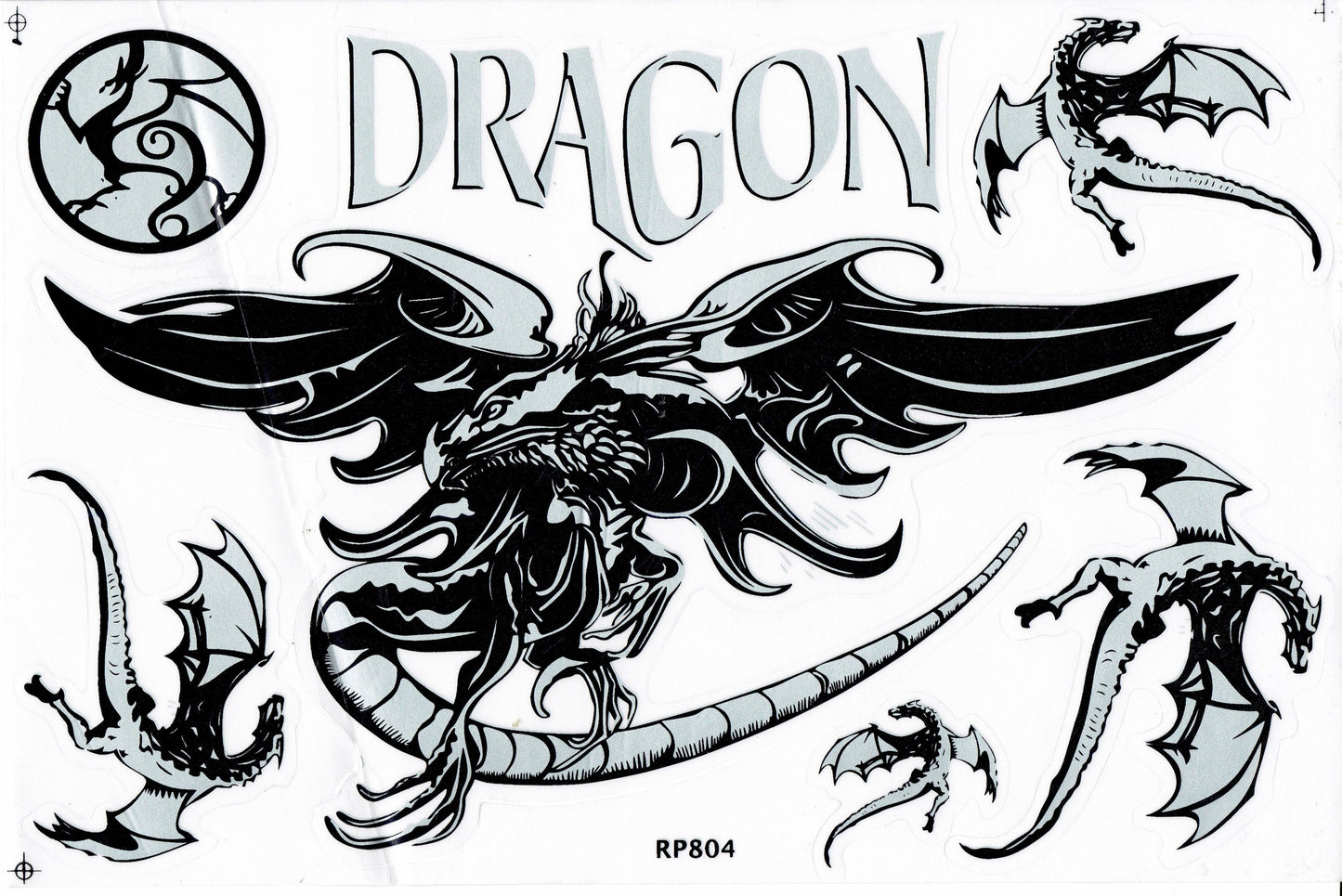 Drachen Schlange grau Aufkleber Sticker Motorrad Roller Skateboard Auto Tuning selbstklebend 270