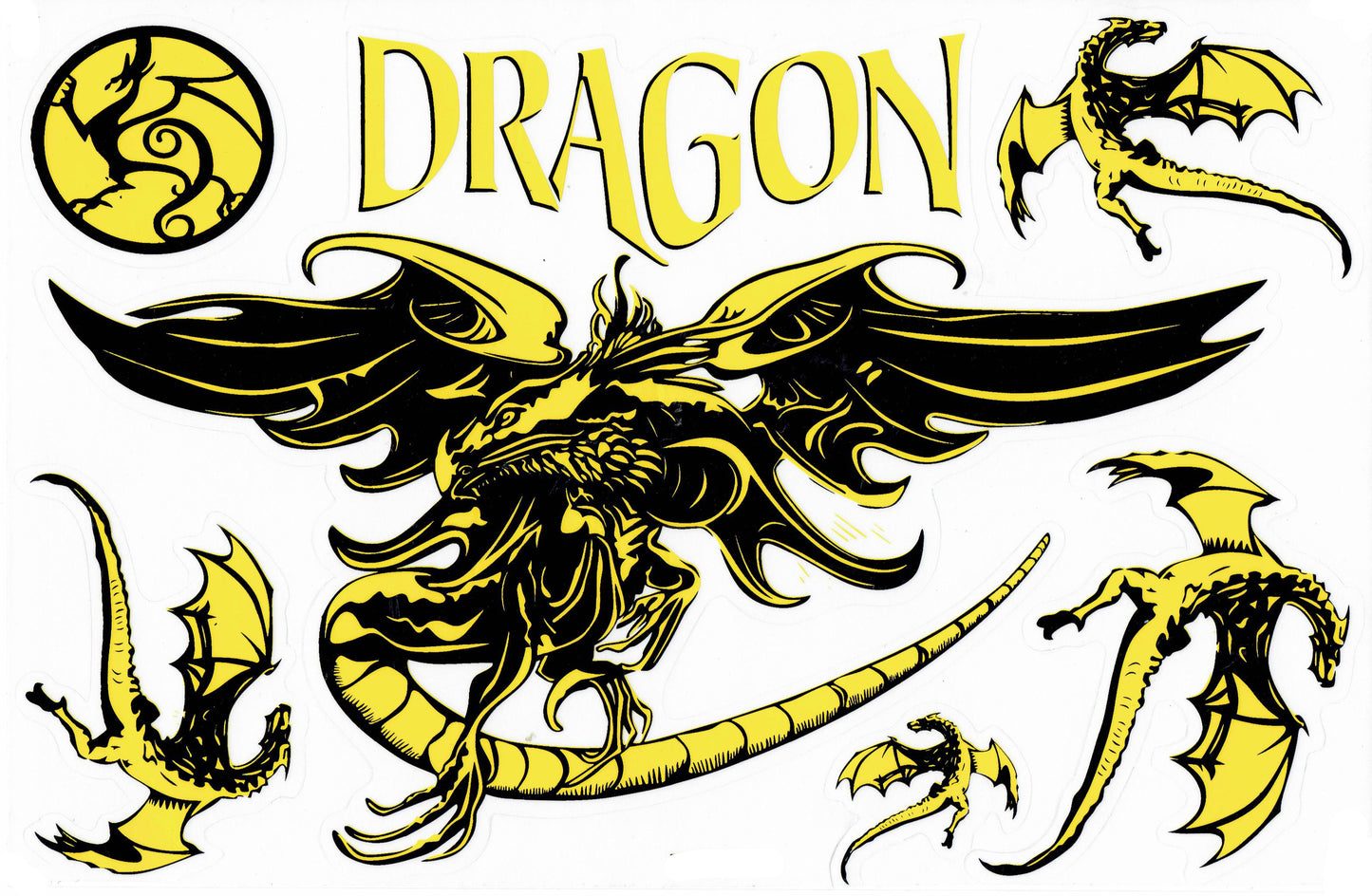Drachen Schlange gelb Aufkleber Sticker Motorrad Roller Skateboard Auto Tuning selbstklebend 275