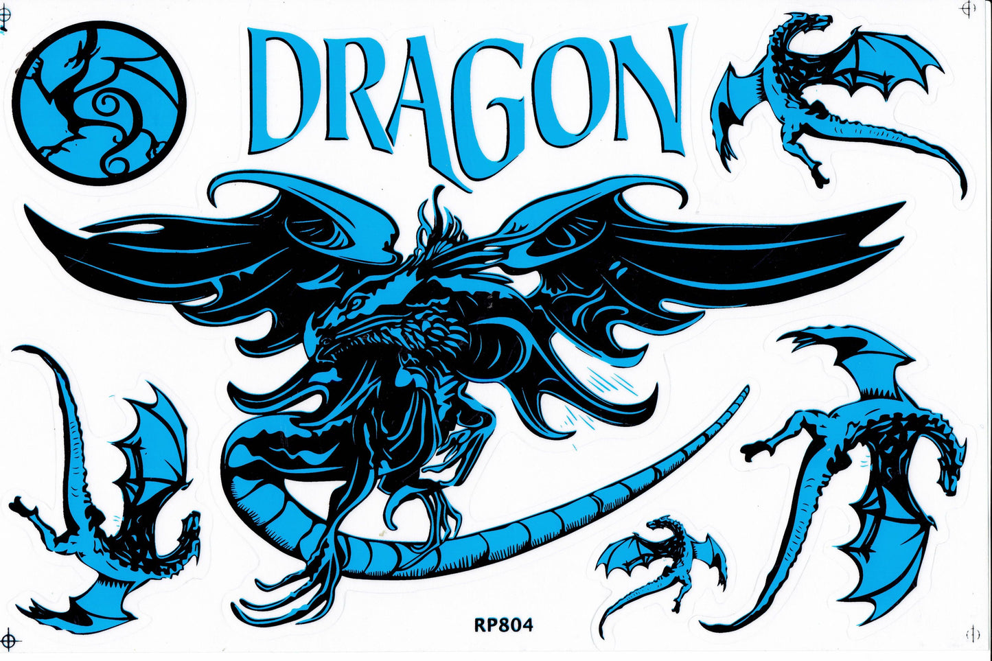 Drachen Schlange blau Aufkleber Sticker Motorrad Roller Skateboard Auto Tuning selbstklebend 289
