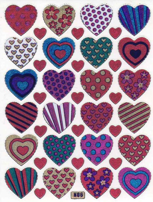 Herz Herzen bunt Liebe Aufkleber Sticker metallic Glitzer Effekt für Kinder Basteln Kindergarten Geburtstag 1 Bogen 289