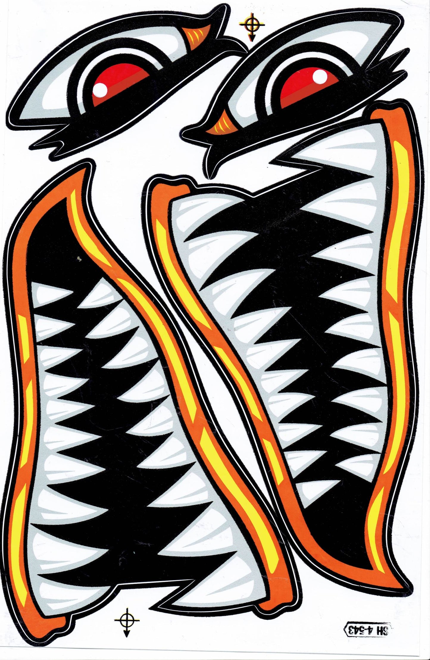 Hai Maul Rachen Schlund Zähne Aufkleber Sticker Motorrad Roller Skateboard Auto Tuning Modellbau selbstklebend 291