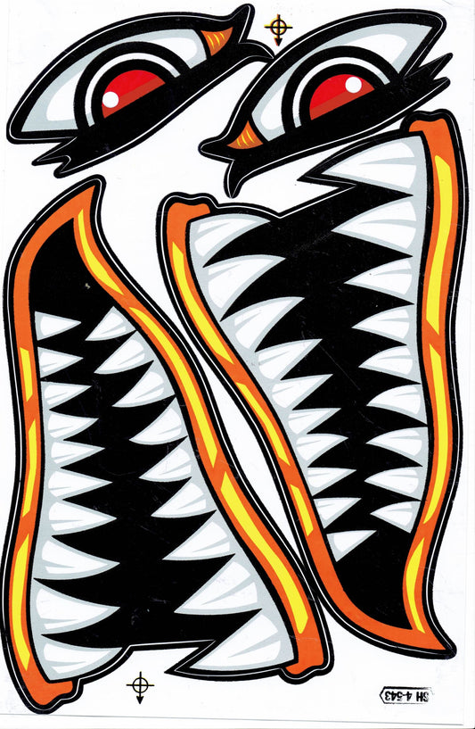Hai Maul Rachen Schlund Zähne Aufkleber Sticker Motorrad Roller Skateboard Auto Tuning Modellbau selbstklebend 291
