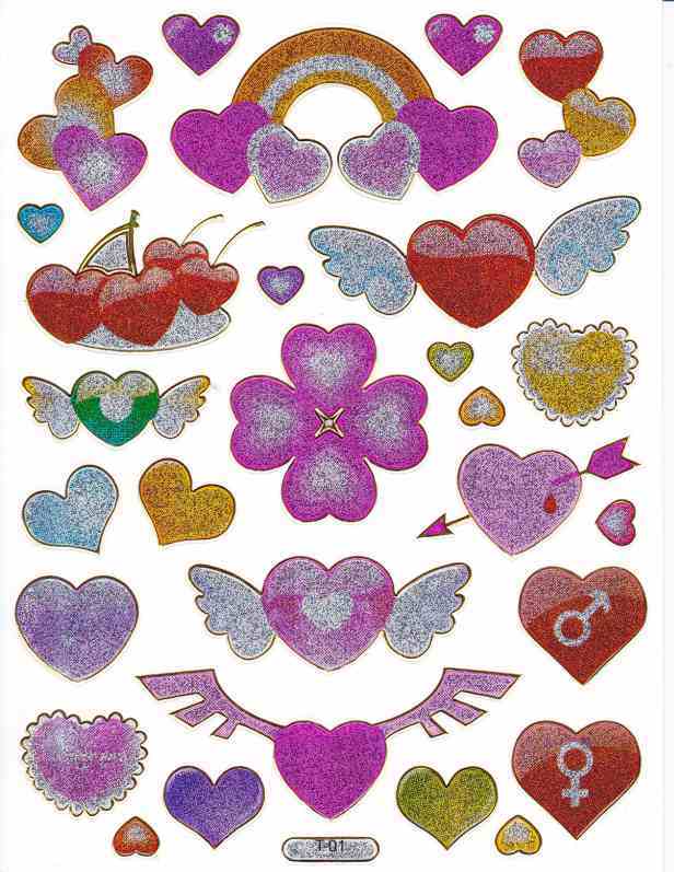 Herz Herzen bunt Liebe Aufkleber Sticker metallic Glitzer Effekt für Kinder Basteln Kindergarten Geburtstag 1 Bogen 296