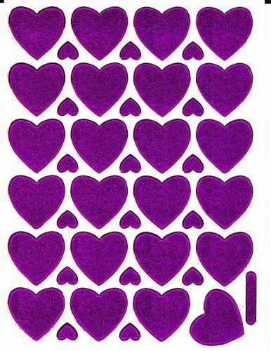 Heart hearts purple love sticker metallic glitter effect for children crafts kindergarten 1 sheet 302