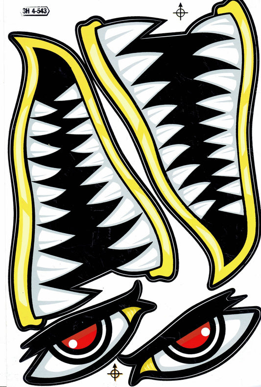 Hai Maul Rachen Schlund Zähne Aufkleber Sticker Motorrad Roller Skateboard Auto Tuning Modellbau selbstklebend 314