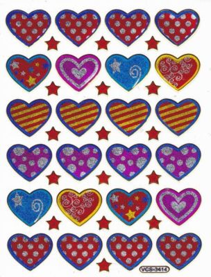 Herz Herzen bunt Liebe Aufkleber Sticker metallic Glitzer Effekt für Kinder Basteln Kindergarten Geburtstag 1 Bogen 317