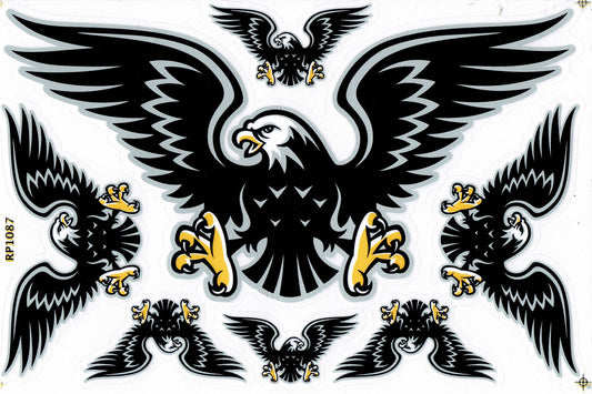 Adler Kopf Schwingen Flügel Aufkleber Sticker Motorrad Roller Skateboard Auto Tuning Modellbau selbstklebend 321