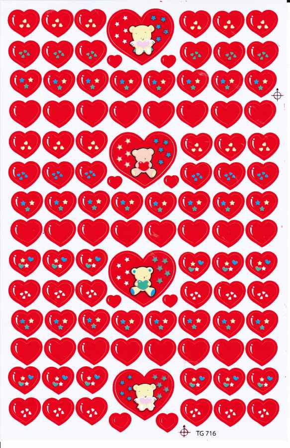 Hearts Heart Love Stickers for Children Crafts Kindergarten Birthday 1 sheet 322