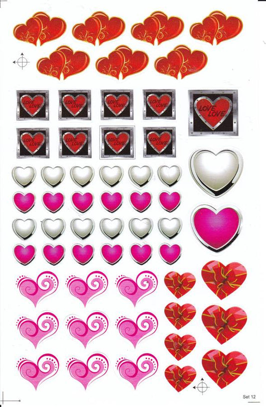 Herzen Herz Liebe Aufkleber Sticker für Kinder Basteln Kindergarten Geburtstag 1 Bogen 323