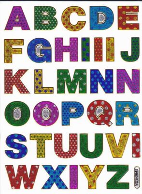 Lettres ABC coloré hauteur 17 mm autocollant autocollant métallisé paillettes effet école bureau dossier enfants artisanat maternelle 1 feuille 329