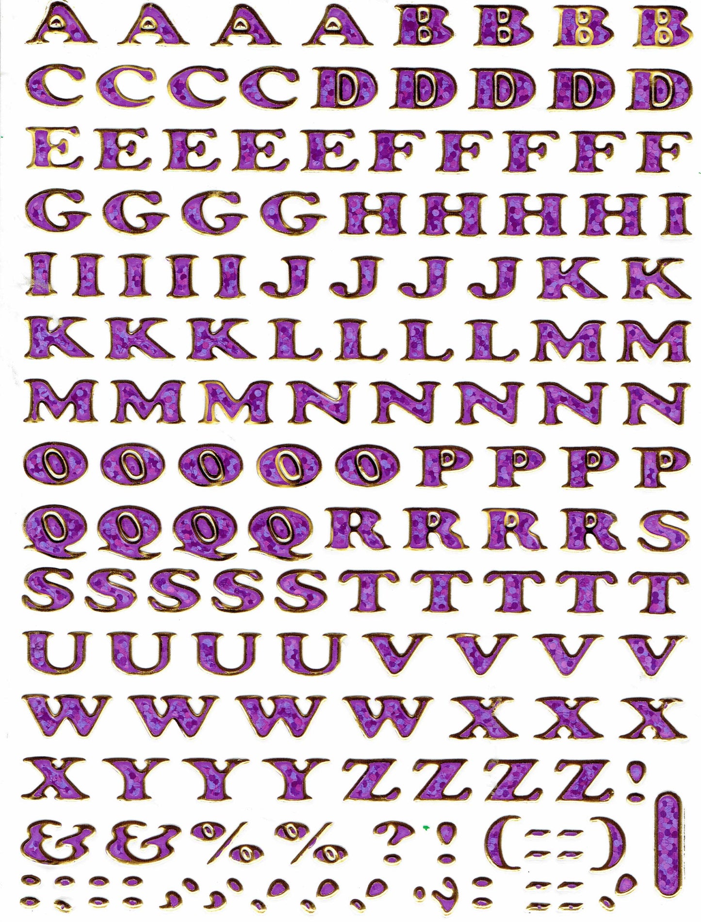 Lettres ABC violet hauteur 5 mm autocollant autocollant métallisé paillettes effet école bureau dossier enfants artisanat maternelle 1 feuille 338