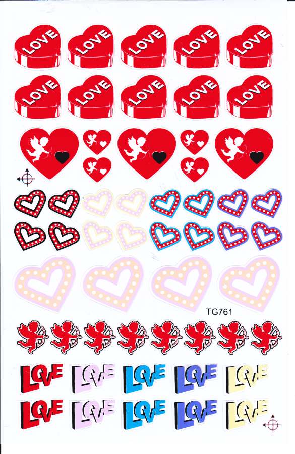 Hearts Heart Love Stickers for Children Crafts Kindergarten Birthday 1 sheet 339