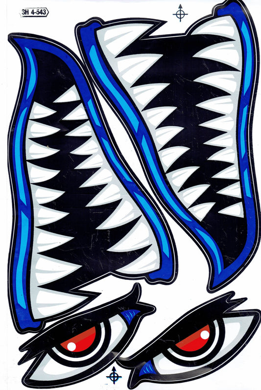 Hai Maul Rachen Schlund Zähne Aufkleber Sticker Motorrad Roller Skateboard Auto Tuning Modellbau selbstklebend 343