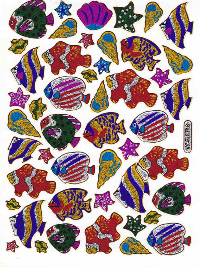 Fish Stickers Metallic Glitter – Colorful Underwater World Decal