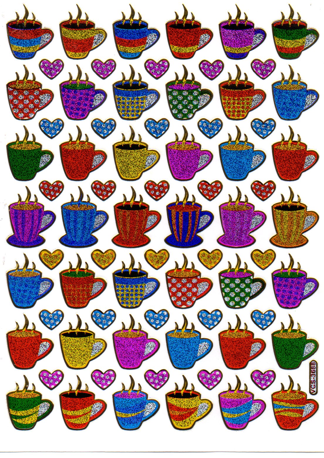 Pot of tea coffee cup stickers stickers metallic glitter effect school office folder children crafts kindergarten 1 sheet 362