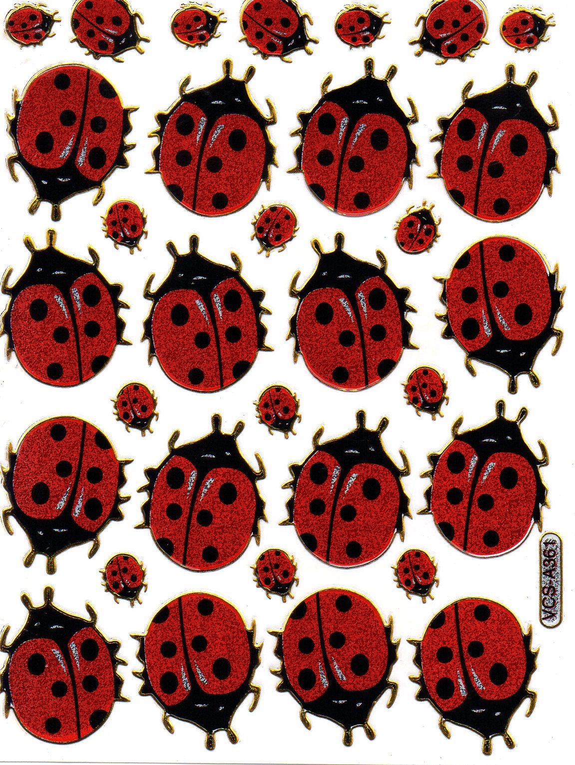 marienkäfer Käfer Insekt bunt Tiere Aufkleber Sticker metallic Glitzer Effekt Kinder Basteln Kindergarten 1 Bogen 364