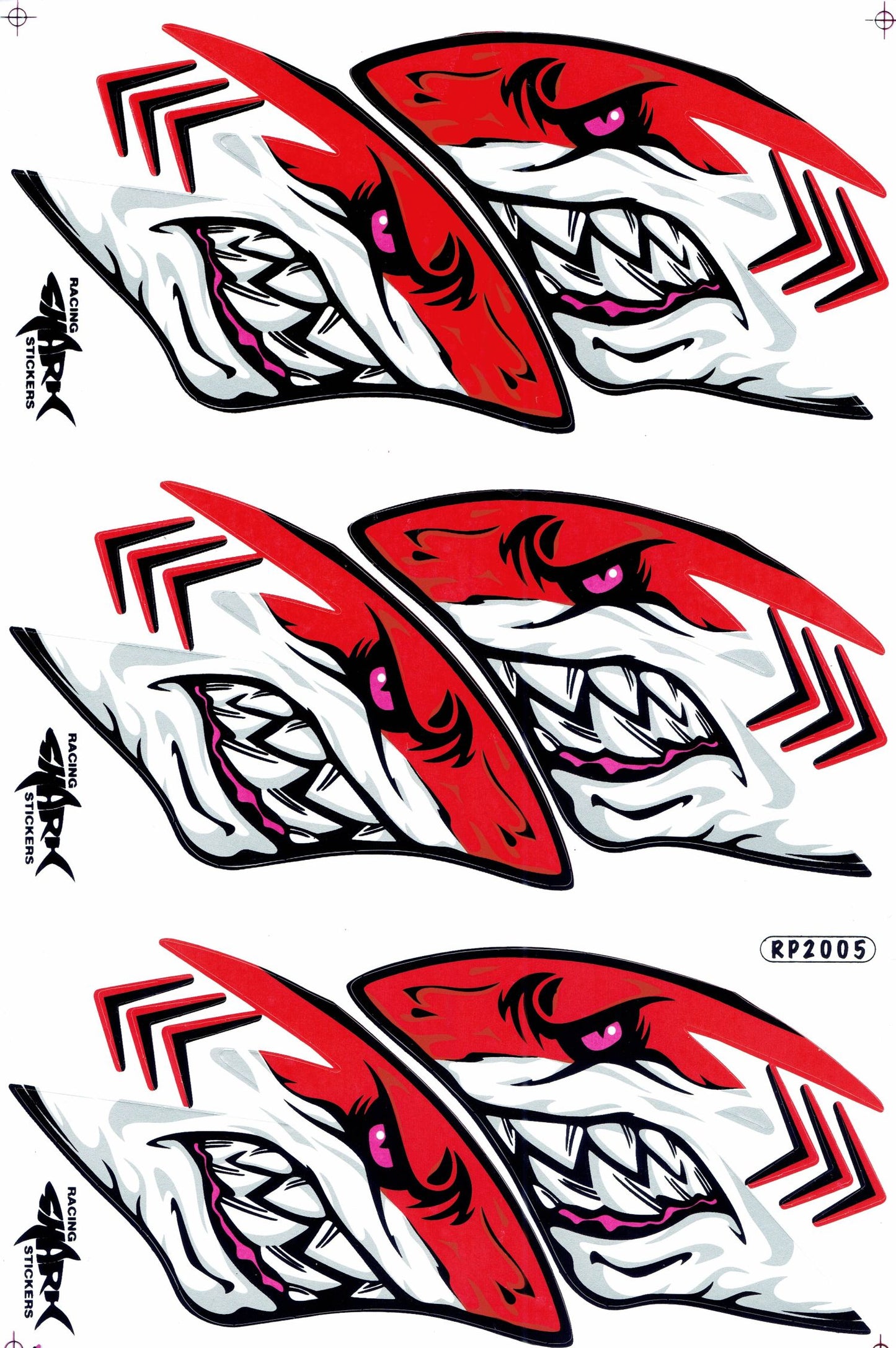 Hai rot Aufkleber Sticker Motorrad Roller Skateboard Auto Tuning Modellbau selbstklebend 367