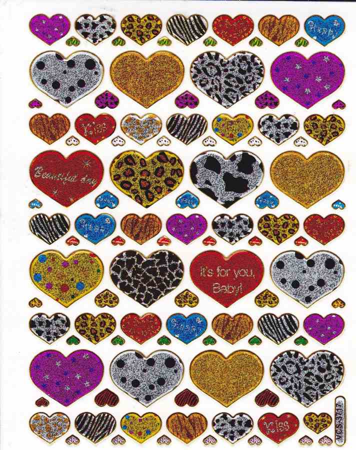 Herz Herzen bunt Liebe Aufkleber Sticker metallic Glitzer Effekt für Kinder Basteln Kindergarten Geburtstag 1 Bogen 385