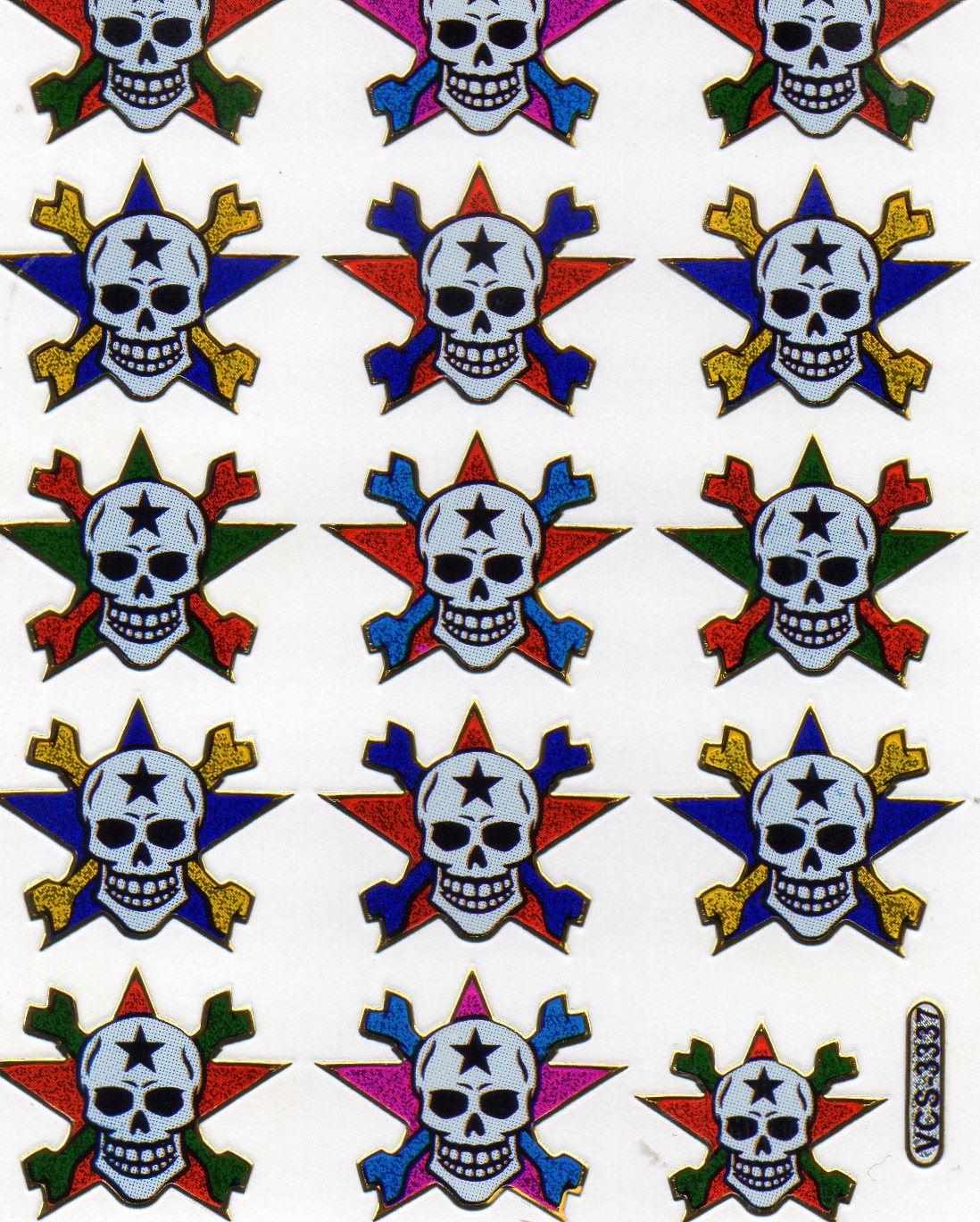 Skull Pirate Skull Bone Sticker Metallic Glitter Effect School Office Folder Children Crafts Kindergarten 1 sheet 386