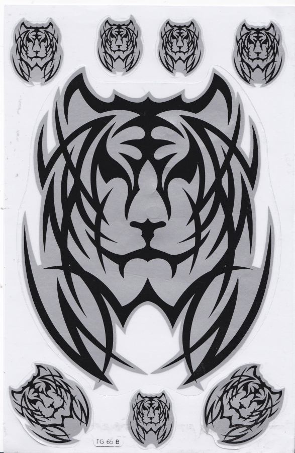 Tiger Flammen Feuer grau Aufkleber Sticker Motorrad Roller Skateboard Auto Tuning Modellbau selbstklebend 418