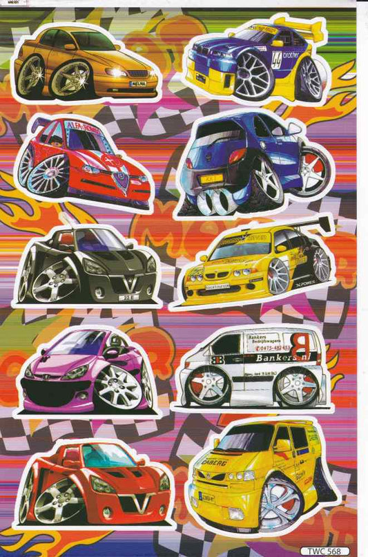 Auto Sportwagen Aufkleber Sticker für Kinder Basteln Kindergarten Geburtstag 1 Bogen 419