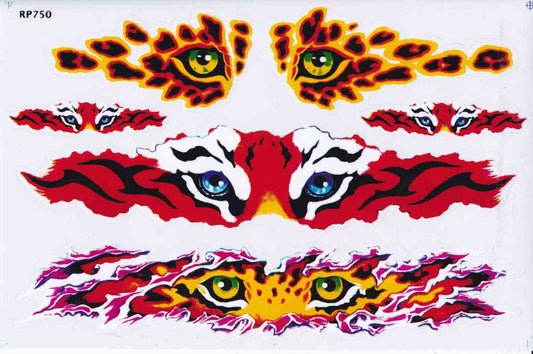 Tiger Flammen Feuer bunt Aufkleber Sticker Motorrad Roller Skateboard Auto Tuning Modellbau selbstklebend 421