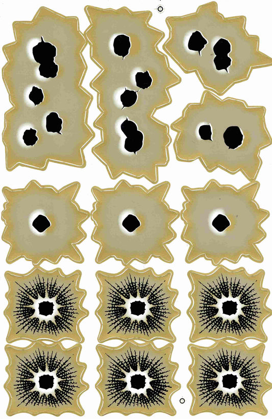 Einschusslöcher gold Aufkleber Sticker Motorrad Roller Skateboard Auto Tuning selbstklebend 441