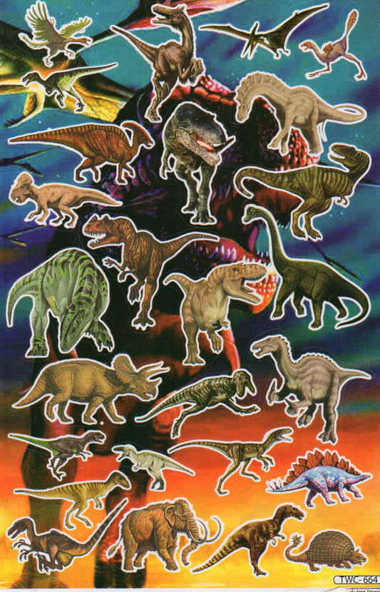 Dino Dinosaurier Jurassic T-Rex Raptor Tiere Aufkleber Sticker für Kinder Basteln Kindergarten Geburtstag 1 Bogen 446