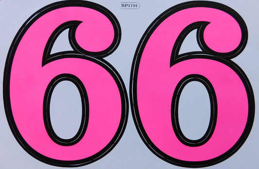 Grosse Nummer 6/9 pink 165 mm hoch Aufkleber Sticker Motorrad Roller Skateboard Auto Tuning Modellbau selbstklebend 452