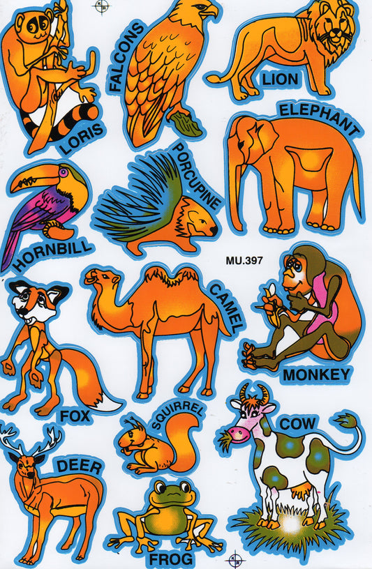 Kamel Stachelschwein Elefant Adler Tiere Aufkleber Sticker für Kinder Basteln Kindergarten Geburtstag 1 Bogen 429