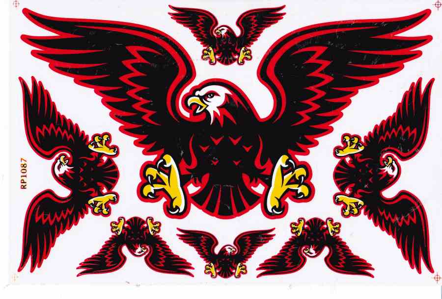 Adler Kopf Schwingen Flügel Aufkleber Sticker Motorrad Roller Skateboard Auto Tuning Modellbau selbstklebend 461
