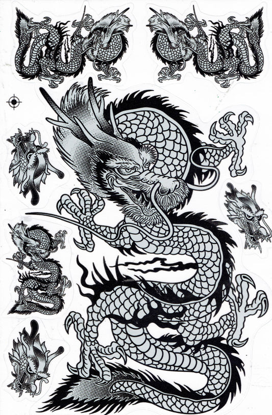 Drachen Schlange schwarz Aufkleber Sticker Motorrad Roller Skateboard Auto Tuning selbstklebend 474