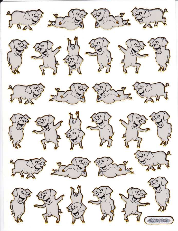 Funkelnde Vielfalt: Bunte Schweinchen - Metallic Glitzer Sticker für Kinder, Basteln und Kindergarten 1 Bogen ST486