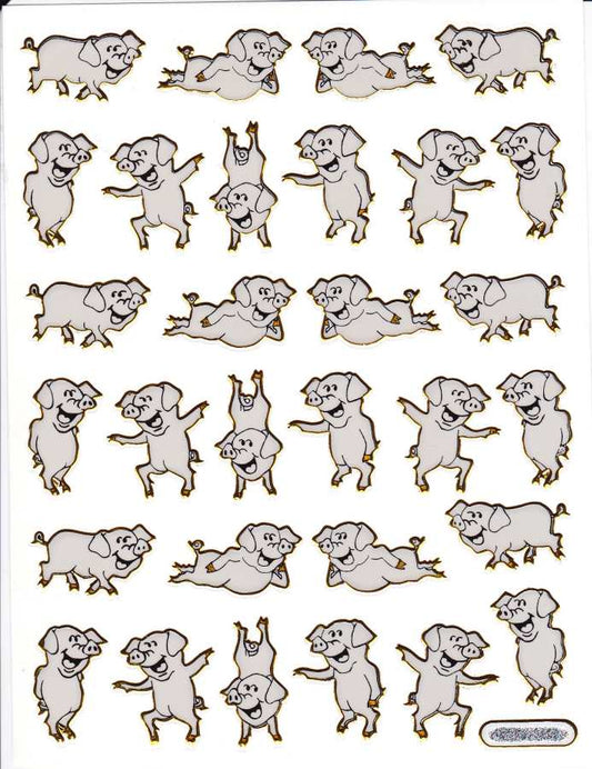 Funkelnde Vielfalt: Bunte Schweinchen - Metallic Glitzer Sticker für Kinder, Basteln und Kindergarten 1 Bogen ST486