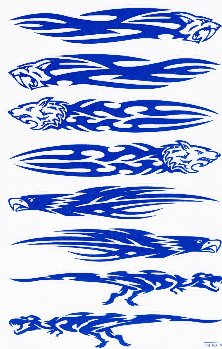Flammen Feuer blau Aufkleber Sticker Motorrad Roller Skateboard Auto Tuning Modellbau selbstklebend 507