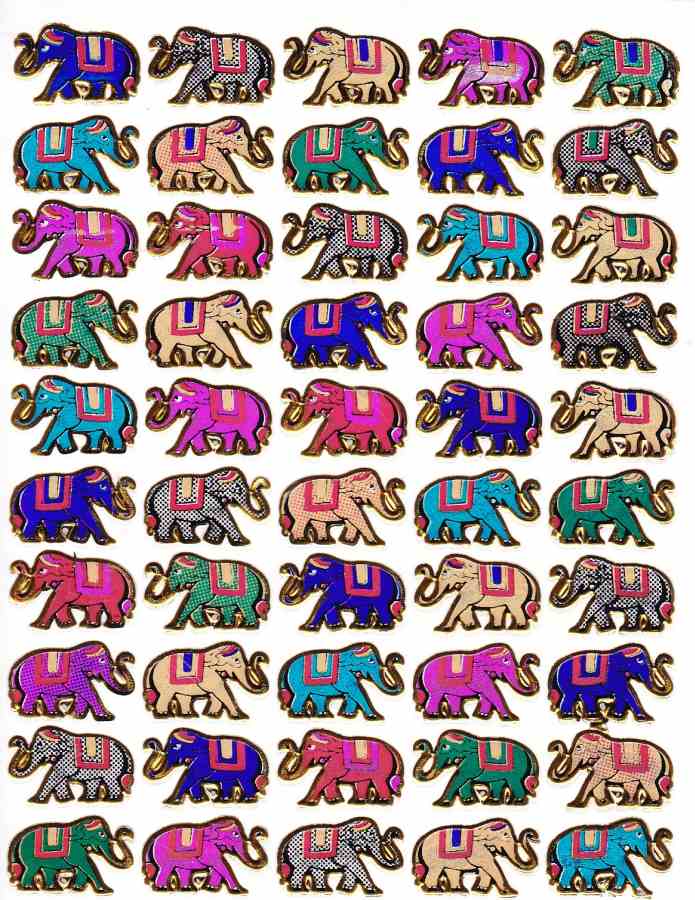 Elefant Elefanten bunt Tiere Aufkleber Sticker metallic Glitzer Effekt Kinder Basteln Kindergarten 1 Bogen 509