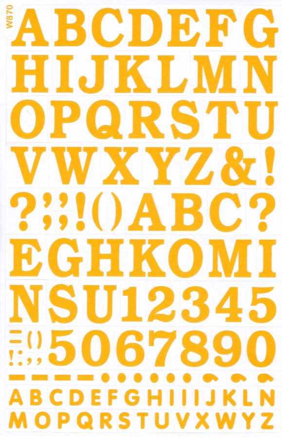 Lettres ABC jaune 20 mm de haut autocollant pour dossiers de bureau enfants artisanat maternelle anniversaire 1 feuille 516