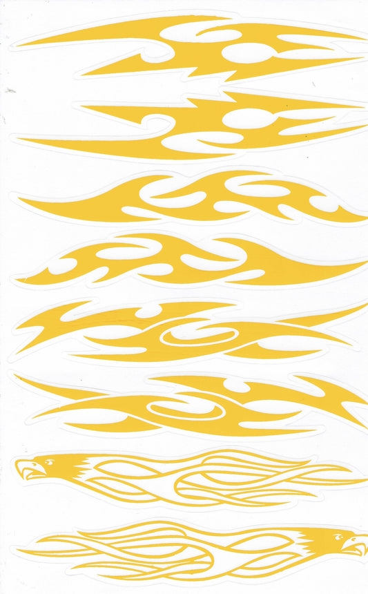 Flammen Feuer gelb Aufkleber Sticker Motorrad Roller Skateboard Auto Tuning Modellbau selbstklebend 529