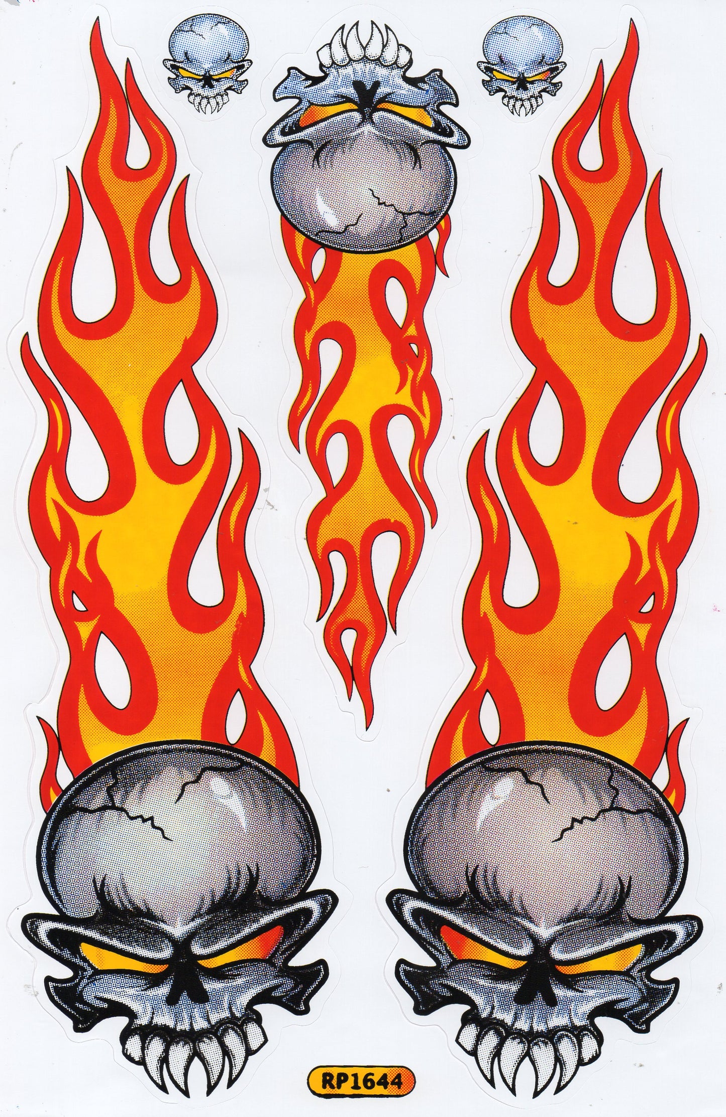 Totenkopf Flammen Feuer orange Aufkleber Sticker Motorrad Roller Skateboard Auto Tuning Modellbau selbstklebend 531