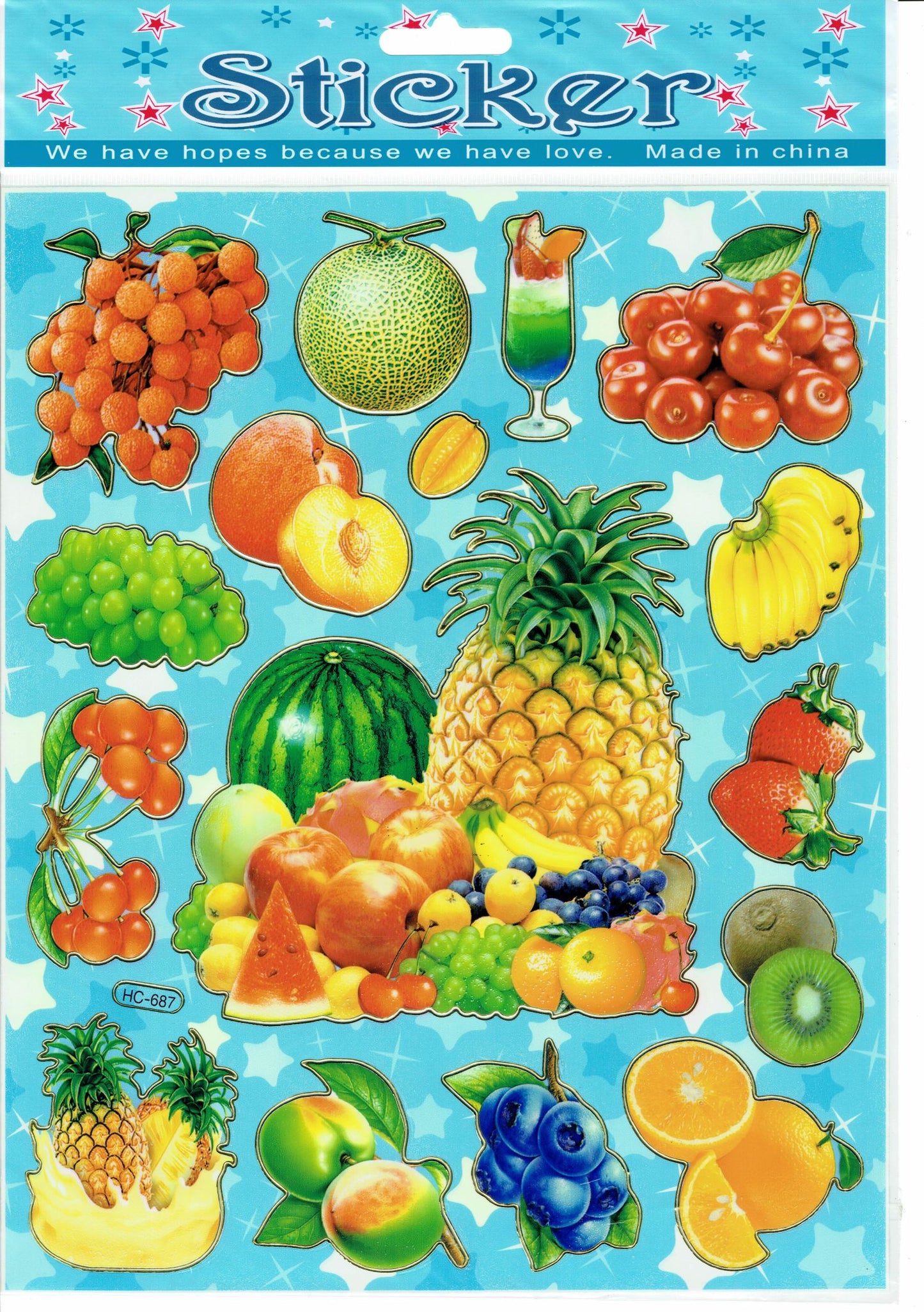 Fruits fruit stickers stickers for children craft kindergarten birthday 1 sheet 533