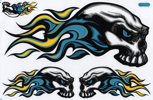 Totenkopf Flammen Feuer grün Aufkleber Sticker Motorrad Roller Skateboard Auto Tuning Modellbau selbstklebend 537