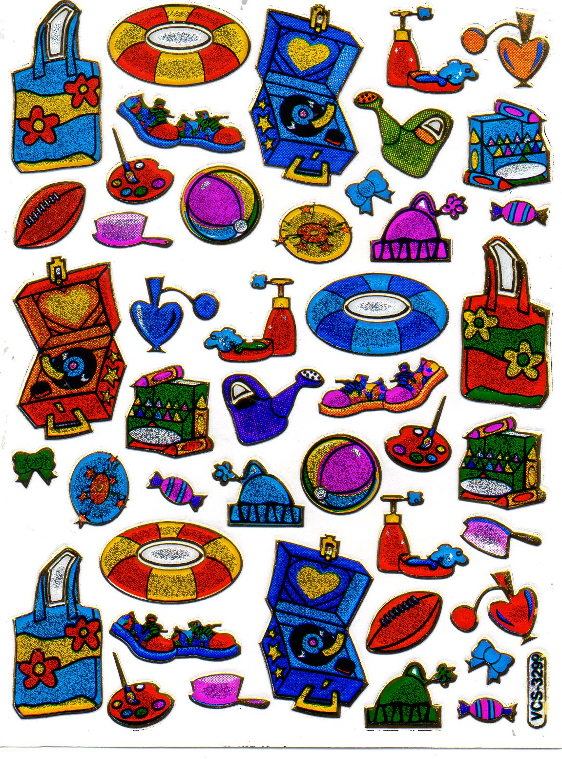Holiday Beach Swimming Ring Sticker Metallic Glitter Effect School Children Crafts Kindergarten 1 sheet 538