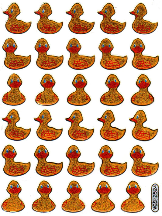 Ente Badeentchen bunt Tiere Aufkleber Sticker metallic Glitzer Effekt Kinder Basteln Kindergarten 1 Bogen 551