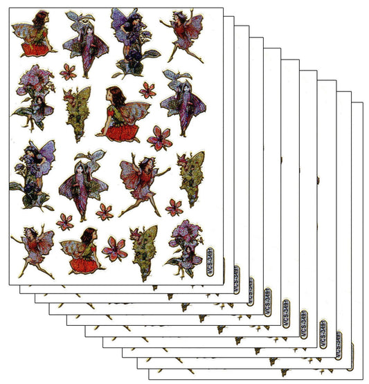 10ER Vorteilsangebot Elfe Fee Märchen Aufkleber Sticker metallic Glitzer Effekt für Kinder Basteln Kindergarten Geburtstag 10 Bogen 553