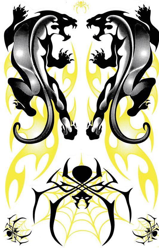 Panther Flammen Feuer gelb Aufkleber Sticker Motorrad Roller Skateboard Auto Tuning Modellbau selbstklebend 561