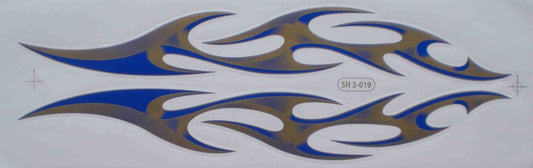 Grosse Flammen Feuer blau Sticker Aufkleber Folie 1 Blatt 530 mm x 170 mm wetterfest Motorrad Roller Skateboard Auto Tuning selbstklebend FL013