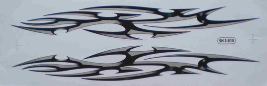 Grosse Flammen Feuer schwarz Sticker Aufkleber Folie 1 Blatt 530 mm x 170 mm wetterfest Motorrad Roller Skateboard Auto Tuning selbstklebend FL021