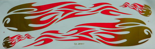 Grosse Flammen Feuer gold rot Sticker Aufkleber Folie 1 Blatt 530 mm x 170 mm wetterfest Motorrad Roller Skateboard Auto Tuning selbstklebend FL046