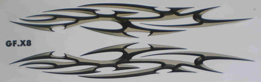 Grosse Flammen Feuer grau schwarz Sticker Aufkleber Folie 1 Blatt 530 mm x 170 mm wetterfest Motorrad Roller Skateboard Auto Tuning selbstklebend FL067